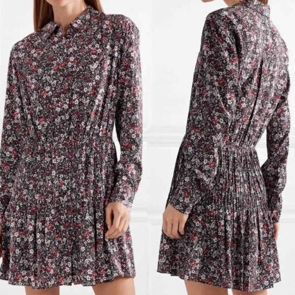 Veronica Beard Rory Floral Print Silk Blend Dress Black Multi Size 10 Z - Picture 1 of 9